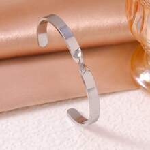 Vòng tay bằng thép không gỉ mạ vàng 18K, kiểu dáng xoắn hình chữ C, phong cách Pháp tối giản thanh lịch. - Nhiều màu - Xem 8