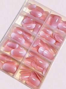 120pcs Minimalist French Style Rectangular Fake Nails, Upgrade Your Manicure Style, Suitable For Women And Girls DIY Nails, Press-On Nails, Nail Art Supplies, Nail Stickers - 多色 3 - 查看 3