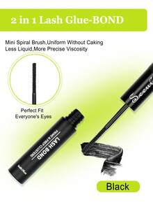 1pc 2-In-1 Eyelash Glue, 5ml Adhesive + 5ml Sealant, Strong Hold Waterproof Eyelash Cluster Glue, Suitable For DIY False Eyelash Extension - Black - View 6