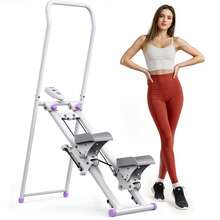 MERACH Stair Stepper For Home Gym Exercise, Compact Foldable Stair Master For Daily Cardio Workout, Stair Climber With 2 Level Resistance, Adjustable Pedals - White-purple - View 9