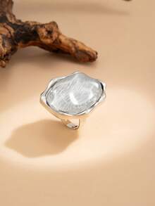 1 pieza Anillo de joyería con encanto de gota de agua con efecto de ondas de piedras preciosas falsas, elegante y geométrico, minimalista y lujoso, adecuado para boda, fiesta, vacaciones, estilo casual y de calle, regalo para mujeres, parejas, festividades, cumpleaños - anillo - Ver 6