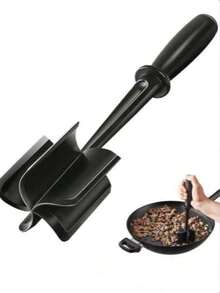 1pc Black Meat Chopper Plus Heat Resistant Nylon Handheld Minced Meat Masher, Beef Masher, Non-Stick Hybrid Chopper, And Potato Masher Tool For Household Use - 黑色 - 查看 1