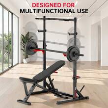 GartistGo Adjustable Squat Rack With Pull-Up Bar, Multifunctional Half Rack Home Gym Station, 141–222cm Height, 300kg Capacity - Black - View 5
