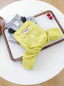 PETCIRCLE 1件宠物衣服，狗狗服装，春夏新款薄款四腿围兜裤，适合小型犬 - 橄榄绿 - 彩色 - 查看 6