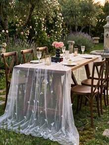 1 chiếc khăn trải bàn ren hình bướm ngọc trai trắng, khăn trải bàn bằng vải chiffon bán trong suốt, phong cách trang trại cổ điển Mỹ, thích hợp cho các dịp lễ, họp mặt, đám cưới, sinh nhật, trang trí tiệc, trang trí nhà cửa, mọi mùa. - trắng - Xem 9