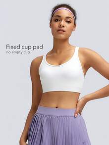 Tender Angel New Cross-Back Sports Bra, Wireless Supportive Yoga Camisole Activewear - White - View 5