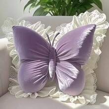 Sweet Lace Trim Velvet Butterfly Throw Pillow - Home Decor Cushion For Sofa, Bed, Car - Soft Plush Decorative Pillows Gift(50*40cm) - Multicolor - View 6