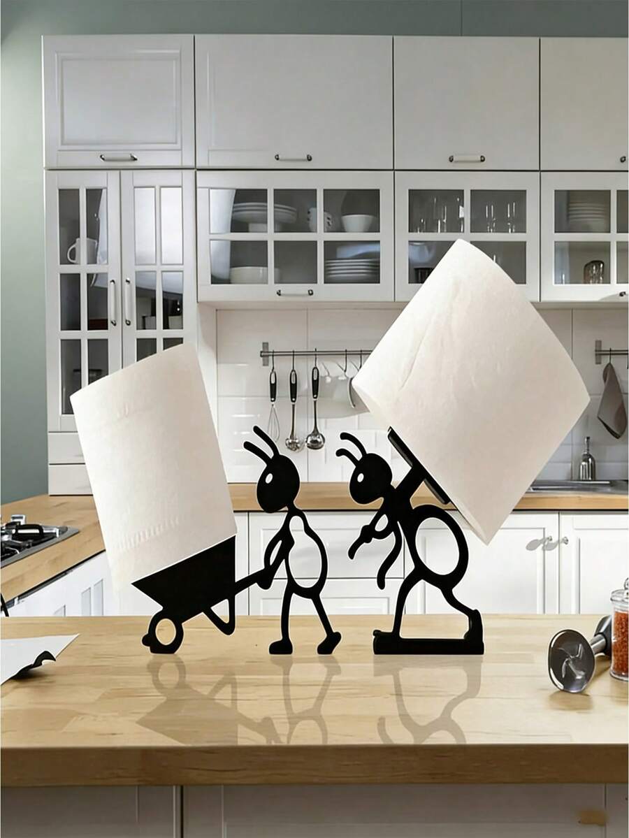 1/2 piezas Soporte para caja de pañuelos con forma de hormiga, Soporte para toallas de papel/Soporte para papel higiénico/Soporte para caja de pañuelos Accesorio decorativo creativo para baño, sala de estar, Almacenamiento de papel higiénico multifuncional, Estable y práctico para la decoración del baño del hogar, Decoración de otoño - Multicolor - Ver 1
