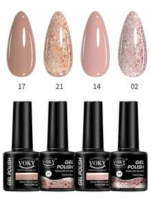 VOKY 4件套凝胶指甲油套装 - 需配合LED灯使用。持久美甲，沙龙品质，高光泽效果。包含美甲师用品。一瓶， - 彩色 - 查看 2