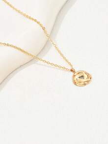 1件简约时尚扭花吊坠项链，休闲百搭日常佩戴饰品，女士礼物 - 金色 - 查看 2