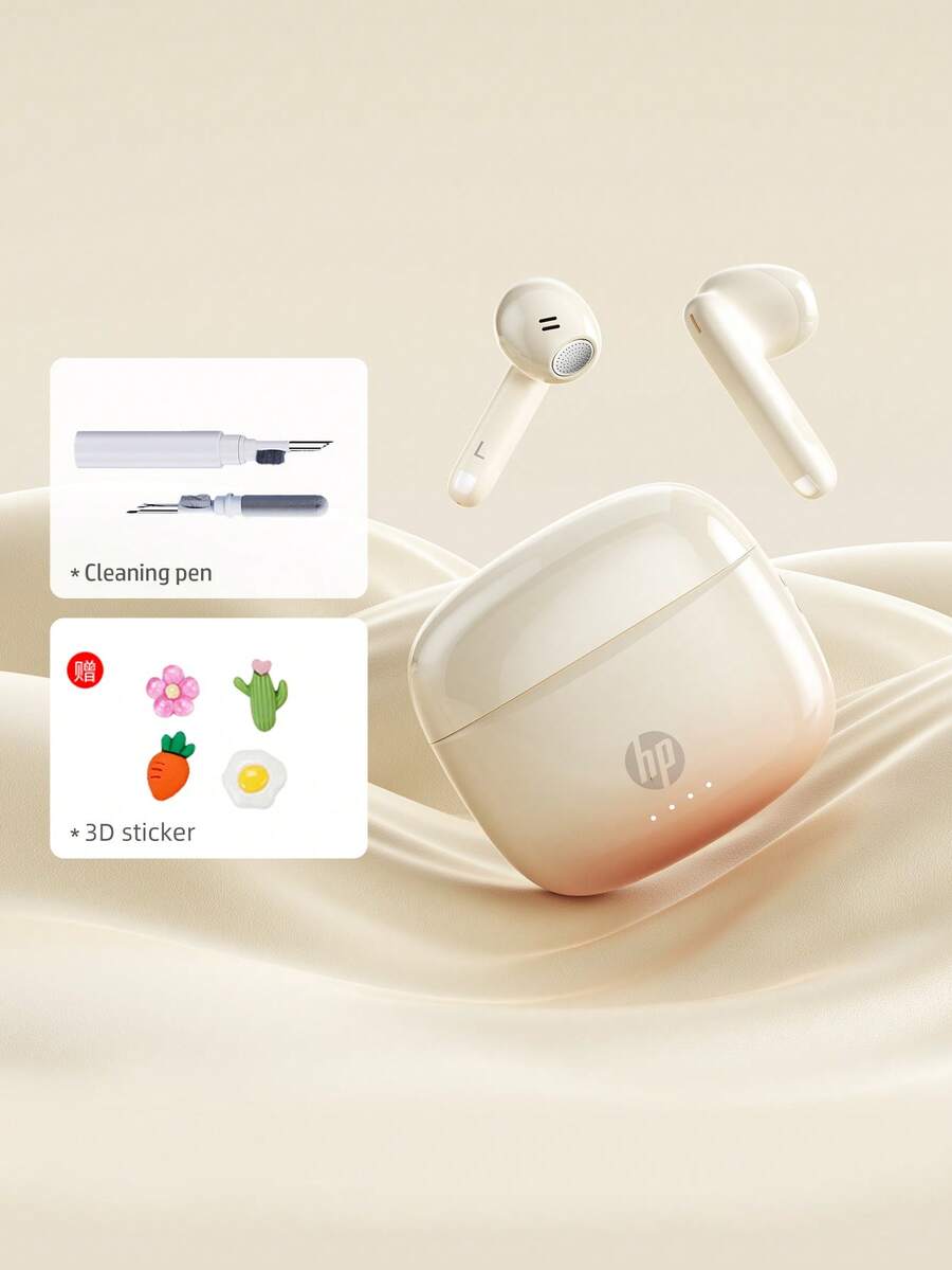 HP H10J 无线耳机 | 蓝牙 5.4 | IPX4 防水 | 30 小时续航 | 内置麦克风 | 附赠清洁笔和 3D 贴纸 - 查看 1
