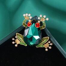 1 pieza Broche de aleación con cristales de rana de vidrio creativo, lindo y divertido, accesorio para ropa y bolsos - Broche de rana - Ver 10