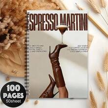 Italian Espresso Martini Recipe Notebook: Fashionable Brown Boot And Cocktail Design, Perfect For Coffee And Cocktail Lovers, 100 Pages Spiral Bound Journal - A5 - View 4