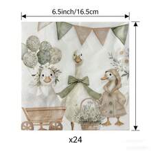 20张/40张/60张装，一只笨鹅纸巾，双层绿色笨鹅一次性餐巾纸，可爱午餐晚餐餐巾纸，适合生日派对、迎婴派对、餐桌用品、一周岁生日准备、鹅主题生日派对、鸡尾酒会、午餐或晚餐餐巾纸。 - 查看 5