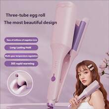 32毫米S型蛋卷卷发棒，负离子美发器，4档温度设置，30秒快速加热，防毛躁卷发器，新手友好，持久耐用，居家旅行必备美发造型工具 - 彩色 - 查看 6