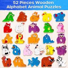 Wooden Alphabet Puzzle, 52 Pieces ABC Puzzles For Kids Ages 3+, Alphabet ABC Letter Blocks Puzzles For 4-8, Animals Letter Matching Learning Toys, Easter Gifts For Kids - Multicolor - View 2