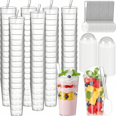 20pcs/40pcs/100pcs 3oz/90ml Plastic Mini Dessert Cups, Reusable Plastic Dessert Bowls, Round Dessert Cups, Cake Molds, Suitable For Desserts, Puddings, Mousses, Picnics And Parties