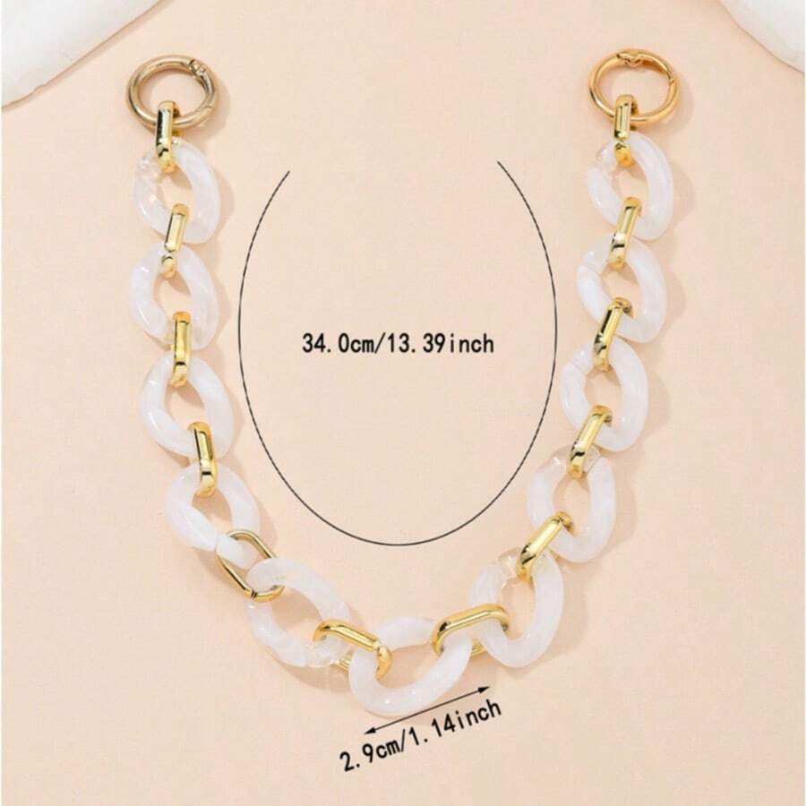 1件随机颜色亚克力炫彩装饰包带/包饰/包链配件/教师礼物 - 白色 - 查看 1