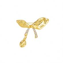 1pc Fashionable Elegant Bow Zinc Alloy Brooch, Suitable For Women's Daily Wear - Gold - View 6