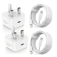 Rein weißes Wandladegerät UK-Stecker Schnellladegerät + 1m Hochgeschwindigkeits-Datensynchronisations-Schnellladekabel, kompatibel mit iPhone 14 Pro Max/14 Pro/14 Plus/14/13/12/11/XS/XR/8/7/6, Wandladegerät-Adapter-Set als Frühlingsgeschenk - View 2