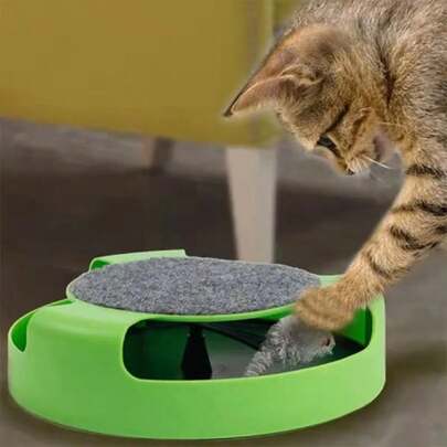 1pc Rotating Cat Turntable Interactive Toy, Mouse Teaser Toy For Cats, Pet Supplies
