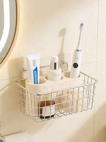 Estante de almacenamiento de cepillos de dientes de resina premium de 3 agujeros, accesorio de baño para encimera/montaje en pared, sostiene cepillos de dientes eléctricos, pasta de dientes, sueros, diseño antideslizante para nichos de ducha y tocadores, organizador resistente al agua duradero para baños principales, dormitorios, baños de niños - Multicolor - Ver 3