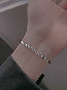 1件S925纯银三层蛇骨手链，简约性感多层链条设计，适合女性日常及节日佩戴，小巧百搭的饰品，节日庆典的完美礼物 - 三層 - 查看 8