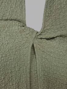 Women's Summer Y2K Casual Vacation Style Olive Green Front Twist Ruched Cropped Camisole Top - Green - View 4