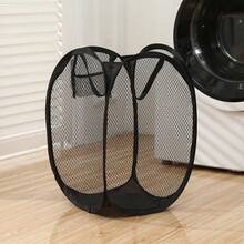 1pc Summer Dress Storage & Organization Basket, Essential For Women's Travel. Large Capacity Dirty Clothes Hamper, Household Laundry Basket, Bathroom Storage Basket, Foldable Design For Easy Carrying And Storage, Takes Up Little Luggage Space, Random Color, Pure Black Or Pure White Large Capacity Dirty Clothes Basket - Multicolor - View 3