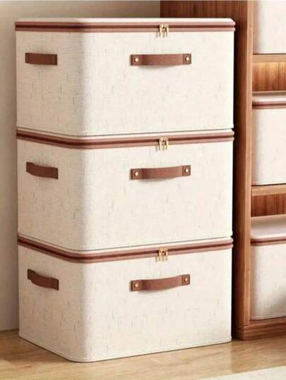 Foldable And Portable Storage Box, Dust-Proof Clothing And Quilt Organizer, Spring-Loaded Home Storage Container - Convenient And Space-Saving, Suitable For Bedding, Fabrics, Storing Clothes And Quilts For Dorm, Outdoor Yard, Back To School Season (Due To The Textile Material, There May Be Slight Color Transfer Or Printing, But It Does Not Affect The Usage)