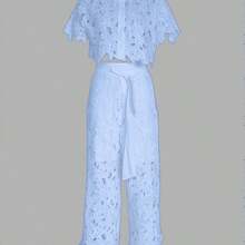 Hollow Lace Shirt Fashion Women'S Suit - Blue - View 4