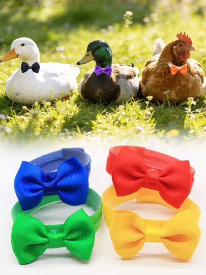 2 piezas Pajarita para aves de corral, Elegante atuendo de caballero de granja para pollo, pato, ganso, pajarita de colores del arcoíris, tamaño ajustable