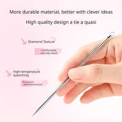  Mooekiss Double-Headed Comedone Extractor, 420 Stainless Steel Pimple Popper Tool, 0.01mm Ultra-Sharp Needle, Non-Slip Handle, Blackhead Remover For Pimple, Acne, Whitehead Extraction With Storage Case