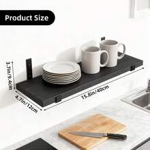 Floating Wooden Wall Shelf, Bathroom Wall Mounted Storage Rack, Living Room Solid Wood Wall Mounted Shelf - Picture Color - View 4