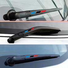 2pcs Blue Or Red Car Windshield Wiper Stickers | Auto Decorative Decals, Car Body Scratch Protection Cover, Self-Adhesive Vinyl Material, Matte Finish - 2pcs - View 3