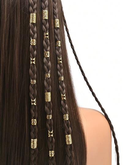 40个金色发箍/发圈，金色发饰，适合女孩，可调节金属脏辫发饰，派对配饰