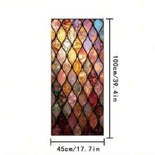 1/3/5pcs Colorful Geometric Pattern Glass Window Film, Removable Glue-Free Static Cling Frosted Privacy Decorative Sticker, Suitable For Bathroom Home Decor Window - Geometric Frosted Film - View 3