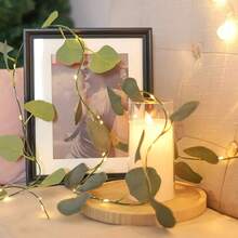 1pc Artificial Eucalyptus Rattan LED String Lights, Floral Wreath Fairy Lights, Suitable For Valentine's Day, Wedding, Mother's Day, Home, Party Indoor Decor Lighting - Warm Color - View 5