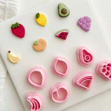Summer Fruit Polymer Clay Cutter Set, Mini Tropical Fruit Cutters, DIY Craft Tools For Cute Jewelry - Pink - View 6
