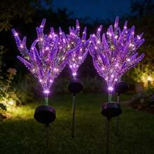 Đèn hoa oải hương ánh sáng tím oải hương chạy bằng năng lượng mặt trời, đèn LED cắm đất tạo không gian sân vườn ngoài trời. - Màu tím - Xem 8