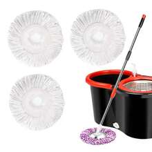 3pcs Microfiber Replacement Mop Head Spin Mop Head Replacement 3-Pack, Microfiber Refill Heads Universal For 360 Spin Magic Mopping, Round Shape Standard Size White - 3 cái - Xem 1