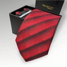 DOZE GOLDEN Premium Quality Traditional Tie Set For Events And Weddings. - 8 Red - View 3