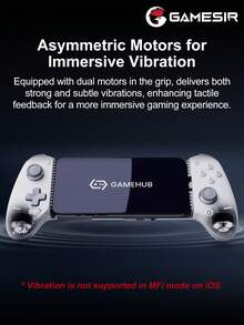 GameSir G8+ MFi 官方认证有线游戏手柄摇杆，兼容 17/16/15 系列、Mini 7/6 等 iOS、macOS 和安卓手机游戏手柄，长度 125-215mm，采用霍尔效应摇杆、霍尔效应模拟/灵敏扳机、双非对称马达和两个背部按钮。 - 查看 9