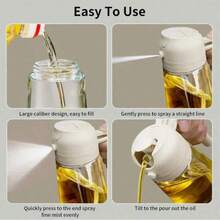 1 chai xịt dầu ô liu bằng nhựa 2 trong 1 dung tích 400ml, thiết kế xịt nghiêng đa chức năng, hộp đựng gia vị chống rò rỉ, thích hợp cho nấu ăn, nướng, trộn salad, làm bánh, đựng nước tương, giấm, dụng cụ nhà bếp thiết yếu. - Xem 11