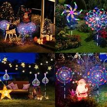 Lampu Kembang Api Tenaga Surya Tahan Air IPX6, 8 Mode Pencahayaan, Lampu Percikan Surya Luar Ruangan, Lampu Natal Tenaga Surya Tahan Air untuk Jalan Setapak, Taman, Halaman, Dekorasi Pesta (90/180 LED), Putih Hangat & Multi-Warna - Lampu kembang api yang dipasang di tanah - View 6