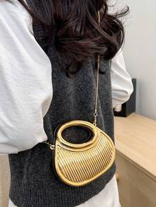 Acrylic Box Handbag, Fashion Chain Shoulder Crossbody Mini Tote Bag - Gold - View 9