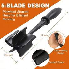 1pc Meat Chopper, Heat Resistant Meat Masher For Ground Beef, Hamburger Meat, 5 Curve Blade Hamburger Chopping Ground Meat Smasher Ground Beef Chopper, Mix And Chop Kitchen Tool: Home & Kitchen - Multicolor - View 4