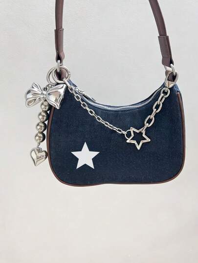 2pcs Bag Chains For Purse, Bow Keychain, Fashionable Metal Heart Shaped Keyring, Unique Design Bag/Car Accessory,Ladies' Ins Style Silver Heart Keychain With Bowknot, Creative Gift For Couples On Valentine's Day, Bag Pendant Valentines