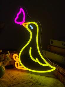 1 pieza Gafas de natación con diseño de pato LED Señal de neón decorativa de pared, alimentada por USB con interruptor regulable, ideal para bar, dormitorio, sala de estar, cumpleaños, sala de juegos, cueva de hombres y decoración de club, regalo perfecto para cumpleaños y festivales - luz policromática - Ver 7