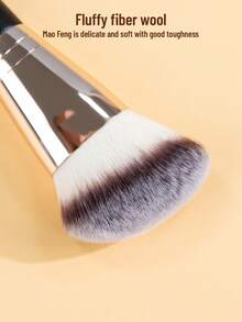 SEPROFE 2-In-1 Large Dual-Ended Makeup Brush, Super Soft Fibers Contour & Foundation Brush, High-Quality Wooden Handle, Suitable For Daily Makeup - Black - View 4